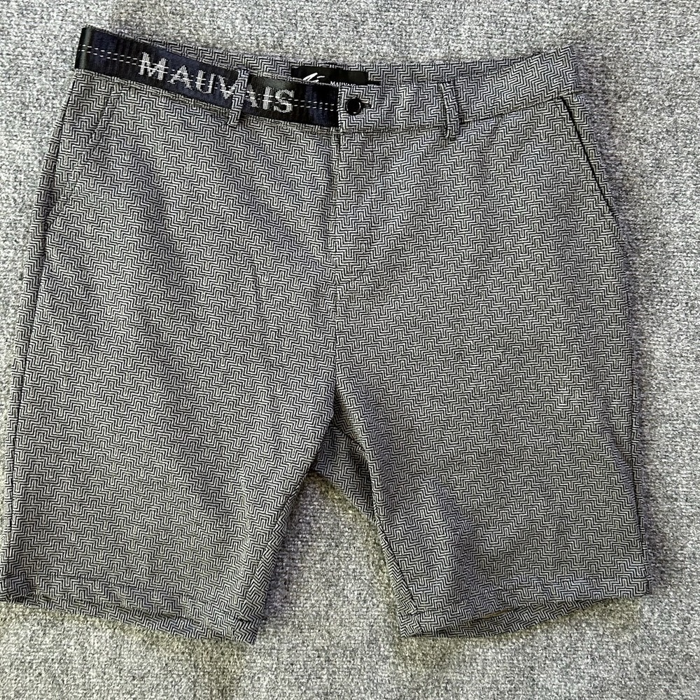 Mauvais Shorts Mens 36 Geometric Grey Stretch 9 Inch Inseam